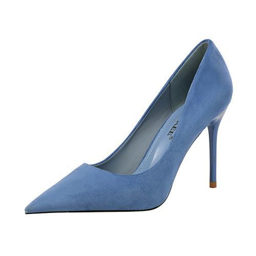 Women's Pointed Court Suede Simple Thin Elegant Shoes Blue
