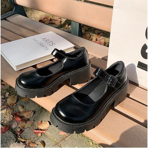 Female Mary Jane Shoes Lolita Japanese Style Retro Girl High Heel Platform Black