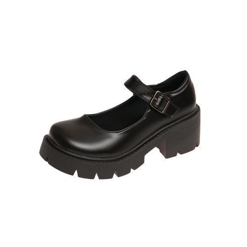 Female Mary Jane Shoes Lolita Japanese Style Retro Girl High Heel Platform Black