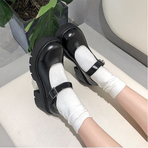 Female Mary Jane Shoes Lolita Japanese Style Retro Girl High Heel Platform Black