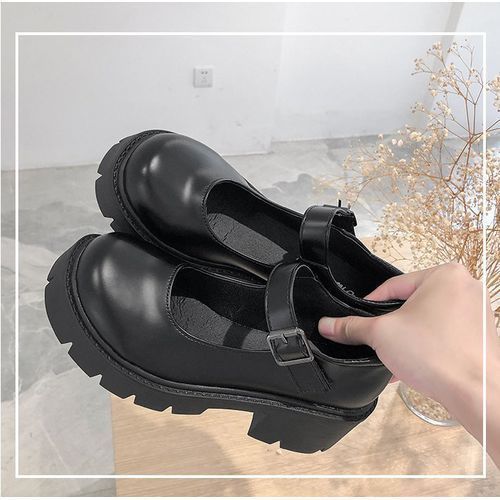 Female Mary Jane Shoes Lolita Japanese Style Retro Girl High Heel Platform Black