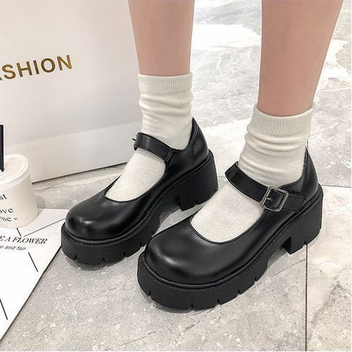 Female Mary Jane Shoes Lolita Japanese Style Retro Girl High Heel Platform Black