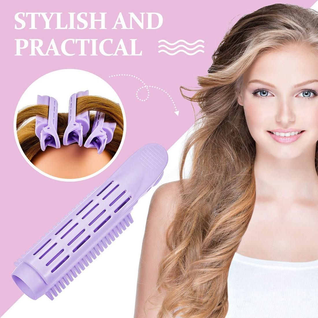 6Pcs Natural Fluffy Hair Clip Self-Grip Root Curler Hair