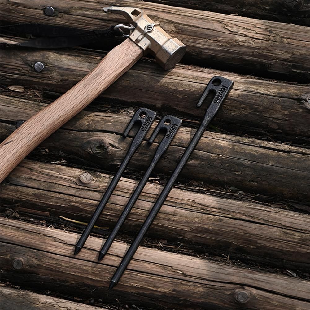 Qvien Steel Outdoor Tent Ground Nail Tent Pegs Stakes Hard Nails Outdoor Canopy Tarp Ground Pin Hook Camping Tent Fixed Nails