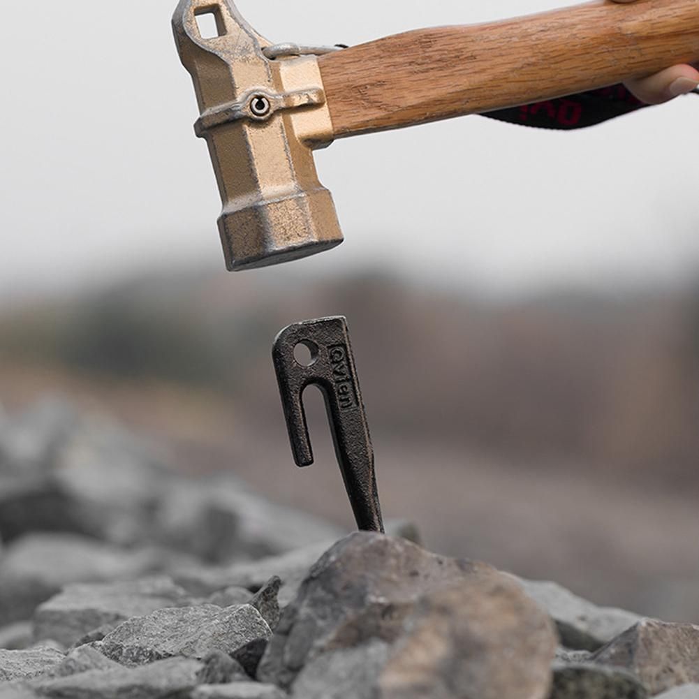 Qvien Steel Outdoor Tent Ground Nail Tent Pegs Stakes Hard Nails Outdoor Canopy Tarp Ground Pin Hook Camping Tent Fixed Nails