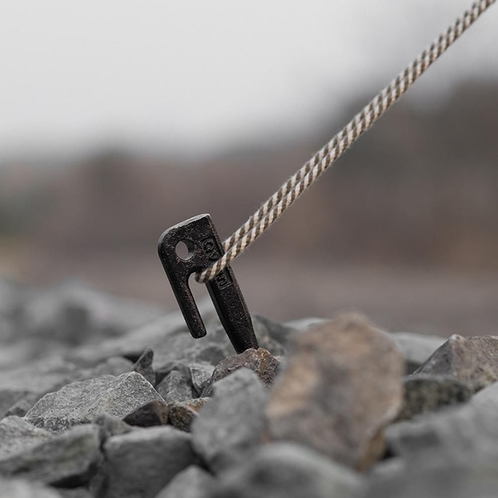 Qvien Steel Outdoor Tent Ground Nail Tent Pegs Stakes Hard Nails Outdoor Canopy Tarp Ground Pin Hook Camping Tent Fixed Nails