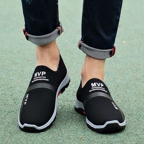 Men's Air Mesh Sneakers Breathable Hiking Casual Shoes (Black)