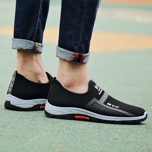 Men's Air Mesh Sneakers Breathable Hiking Casual Shoes (Black)