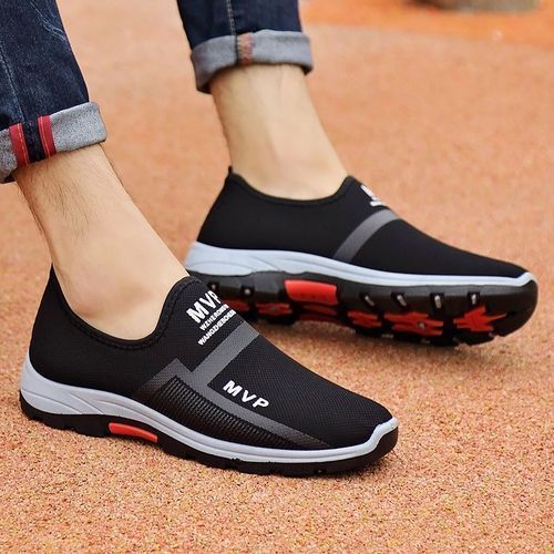 Men's Air Mesh Sneakers Breathable Hiking Casual Shoes (Black)