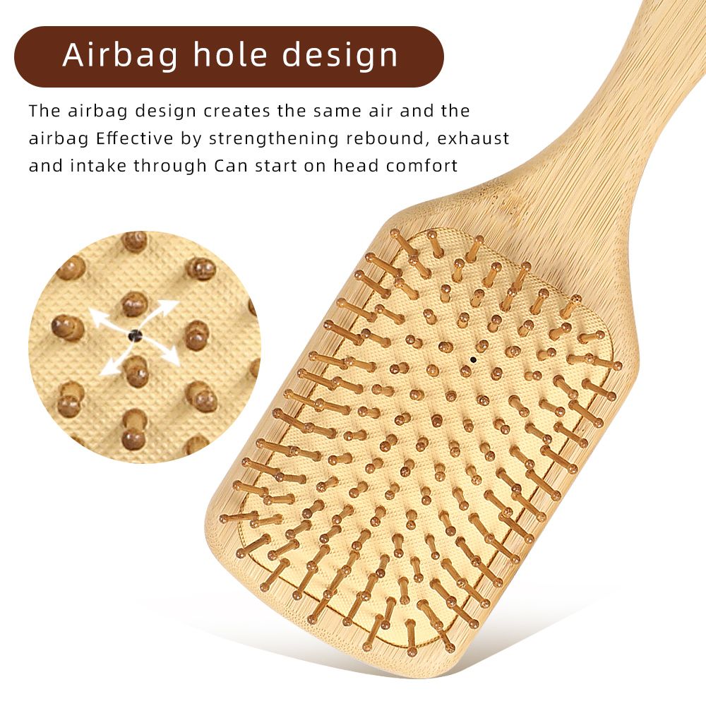 Hair Brush-Natural Wooden Bamboo Brush Massage Comb