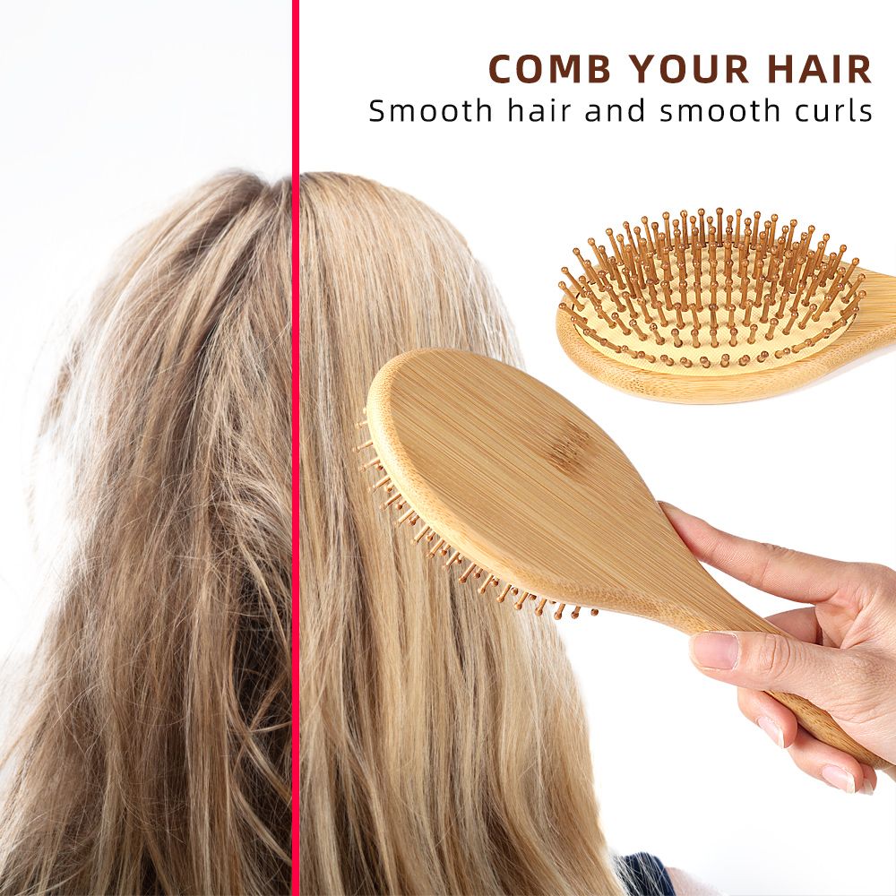 Hair Brush-Natural Wooden Bamboo Brush Massage Comb