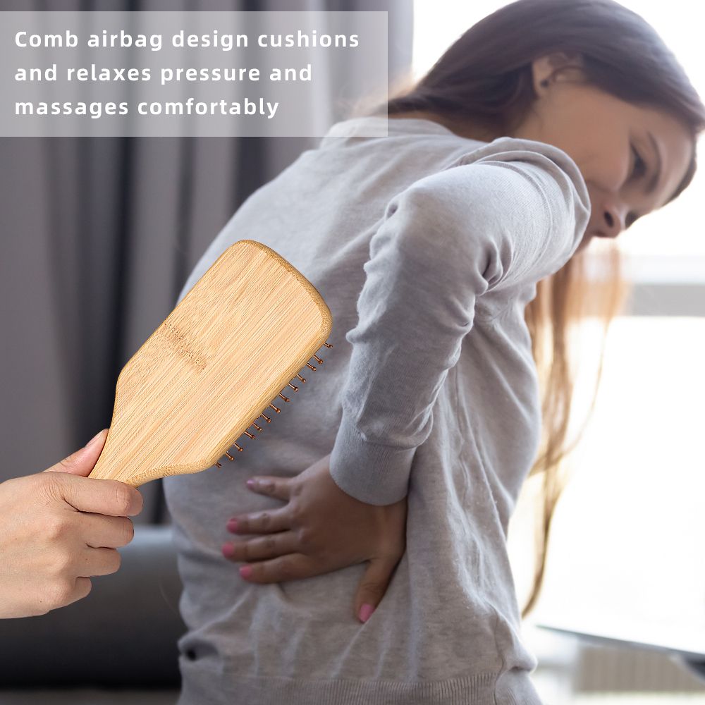Hair Brush-Natural Wooden Bamboo Brush Massage Comb