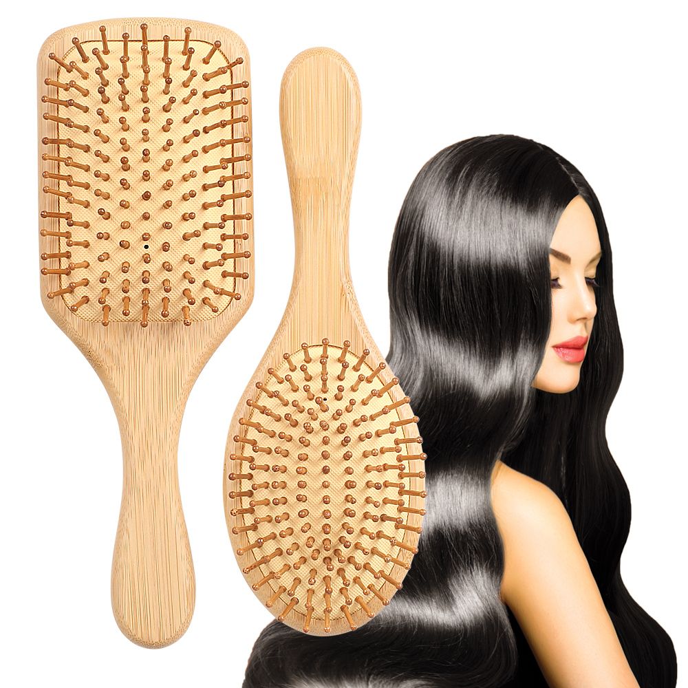 Hair Brush-Natural Wooden Bamboo Brush Massage Comb