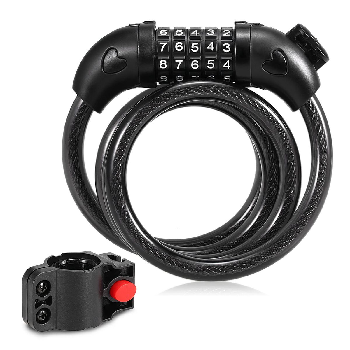 Bicycle Coded Wire Lock Anti-theft 5-Digit Coded Lock Anti-shear  Safety Cable Chain Lock Waterproof Bike Tyre Shackle