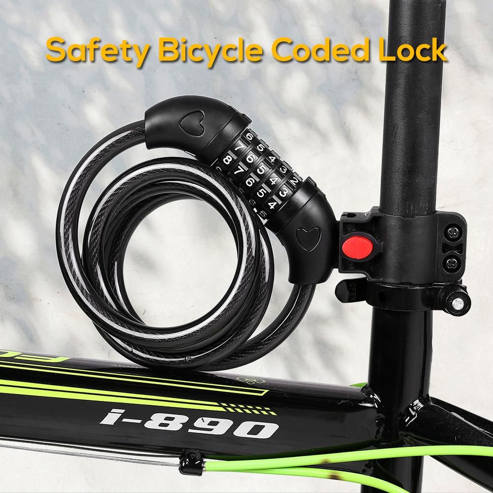 Bicycle Coded Wire Lock Anti-theft 5-Digit Coded Lock Anti-shear  Safety Cable Chain Lock Waterproof Bike Tyre Shackle