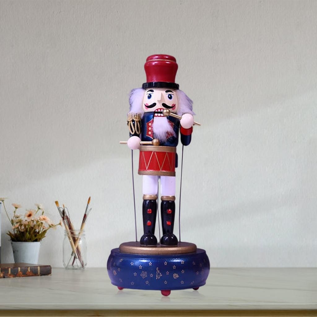 Nutcracker Soldier Wooden 36cm Nutcracker Ornaments Music Box For Blue