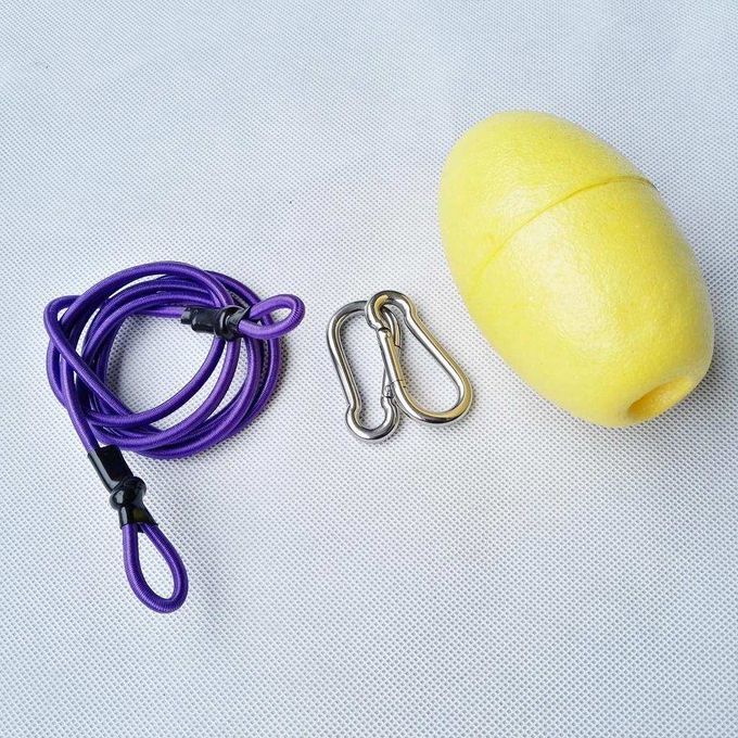 74cm Elastic Kayak Tow Throw Line Floating Accessory Yellow + Purple