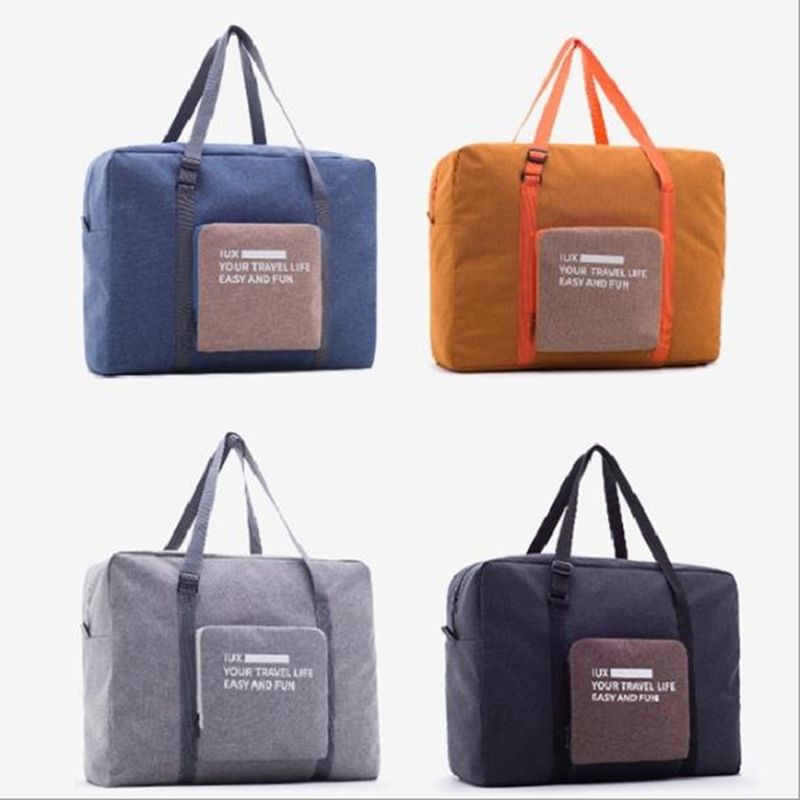 Folding Women Unisex Luggage Travel Handbags WaterProof Large Capacity Bag(Orange)
