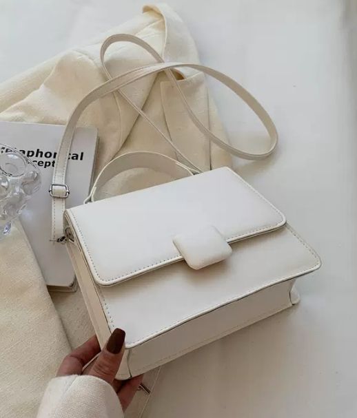 Ladies Square Fashion Lovely Hand Bag- White