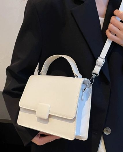 Ladies Square Fashion Lovely Hand Bag- White