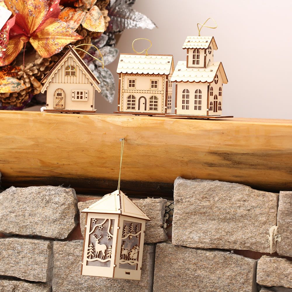 Christmas Decorative LED Light Chalet Luminous Cute Wooden