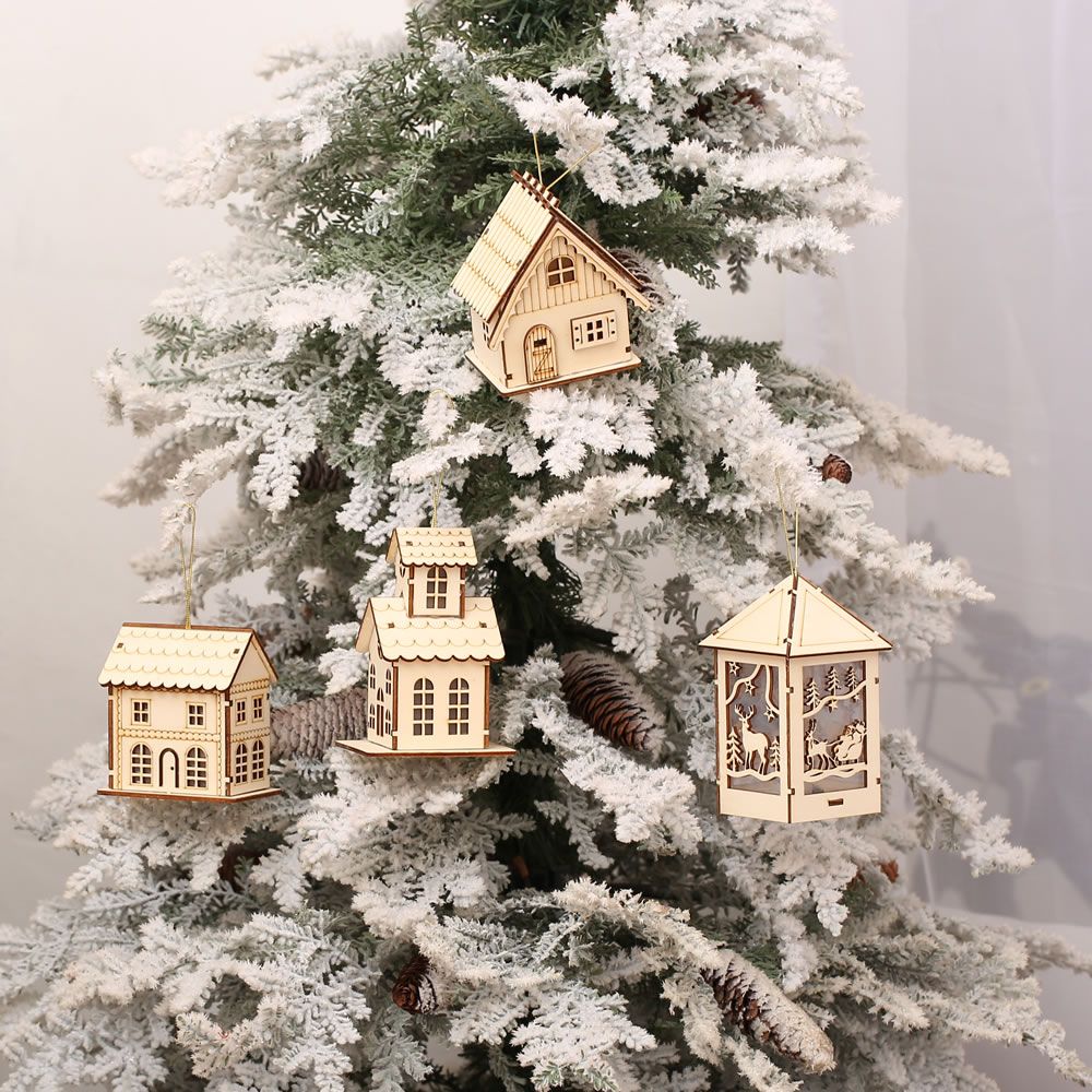 Christmas Decorative LED Light Chalet Luminous Cute Wooden