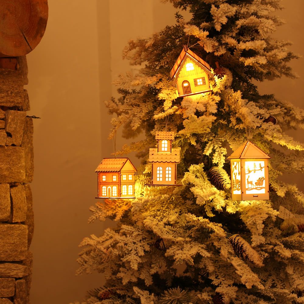 Christmas Decorative LED Light Chalet Luminous Cute Wooden