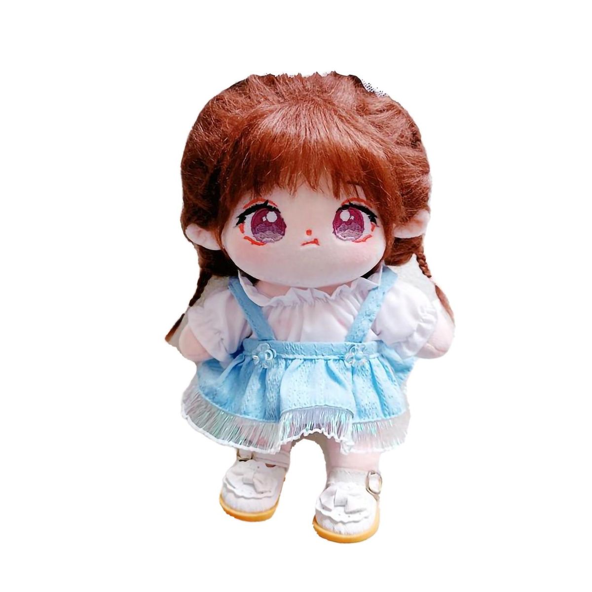 1 Set Doll Sling Dress 20cm Cotton Stuffed Idol Doll Tops Dress Set Blue