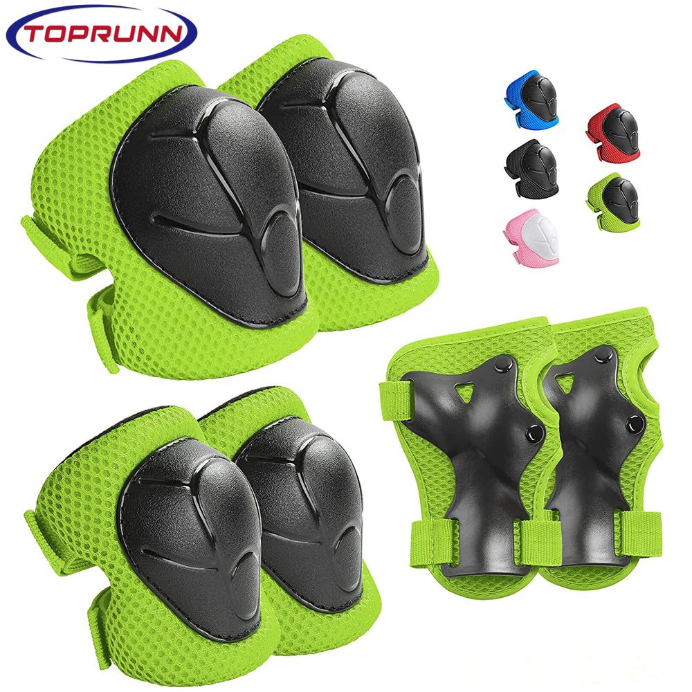 (Black)6pcs Protective Gears Set For Kids Children Knee Pad Elbow Pads Wrist Guards Child Safety Protector Kit For Cycling Bike Skating SAB