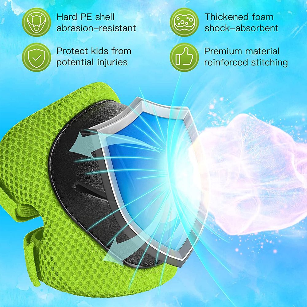 (Black)6pcs Protective Gears Set For Kids Children Knee Pad Elbow Pads Wrist Guards Child Safety Protector Kit For Cycling Bike Skating SAB