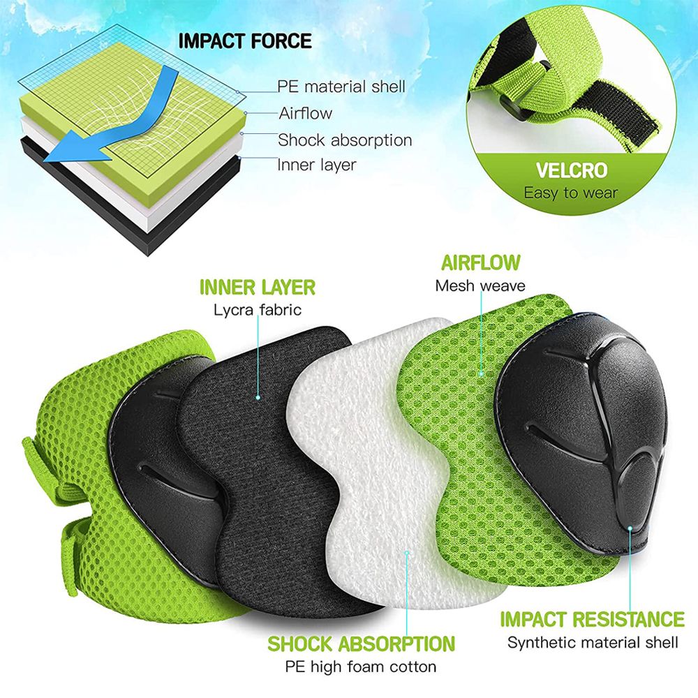 (Black)6pcs Protective Gears Set For Kids Children Knee Pad Elbow Pads Wrist Guards Child Safety Protector Kit For Cycling Bike Skating SAB