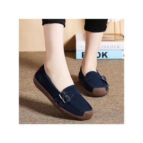 EUR Size 35-42 Fashion Ladies Shoes High Quality Falts Shoes Women Suede Leather Ballet Shoes Blue
