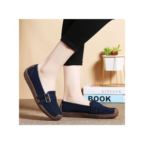 EUR Size 35-42 Fashion Ladies Shoes High Quality Falts Shoes Women Suede Leather Ballet Shoes Blue