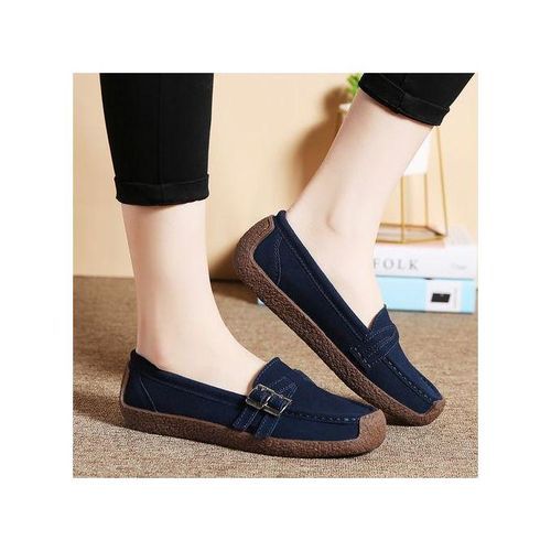EUR Size 35-42 Fashion Ladies Shoes High Quality Falts Shoes Women Suede Leather Ballet Shoes Blue