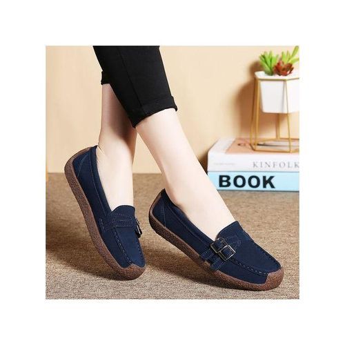 EUR Size 35-42 Fashion Ladies Shoes High Quality Falts Shoes Women Suede Leather Ballet Shoes Blue