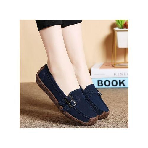 EUR Size 35-42 Fashion Ladies Shoes High Quality Falts Shoes Women Suede Leather Ballet Shoes Blue
