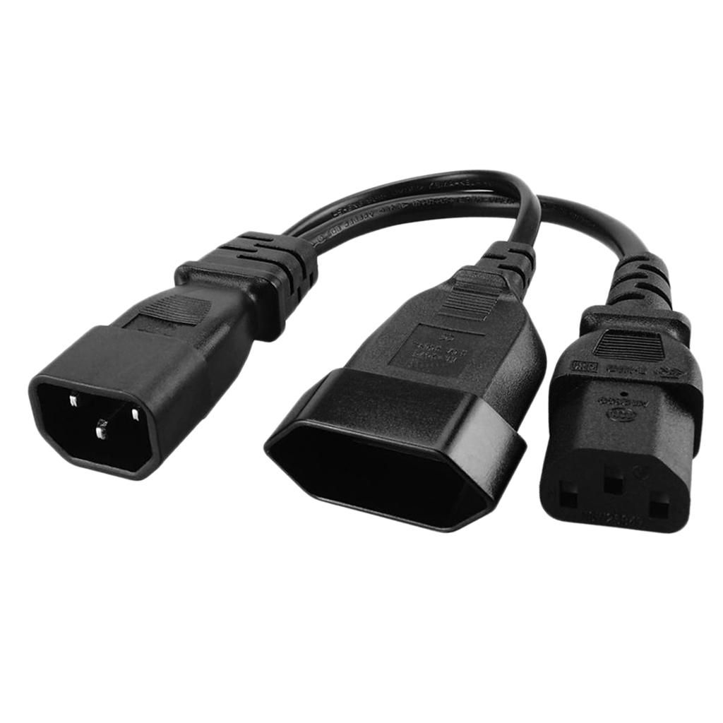 IEC320 C14 Male To IEC320 C13 + Euro Socket Extension Cable Connector
