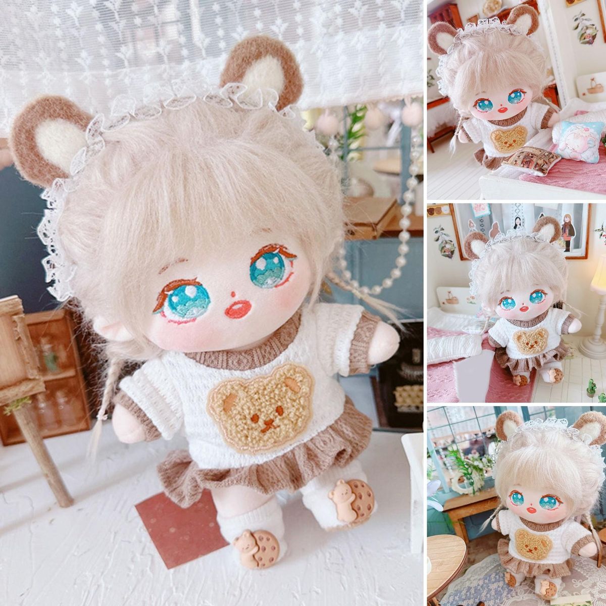 Cotton Doll Clothes 20cm Idol Dolls Dress Costume Decor Brown