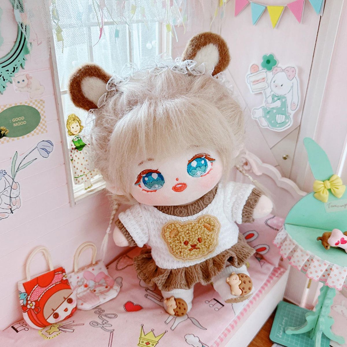 Cotton Doll Clothes 20cm Idol Dolls Dress Costume Decor Brown