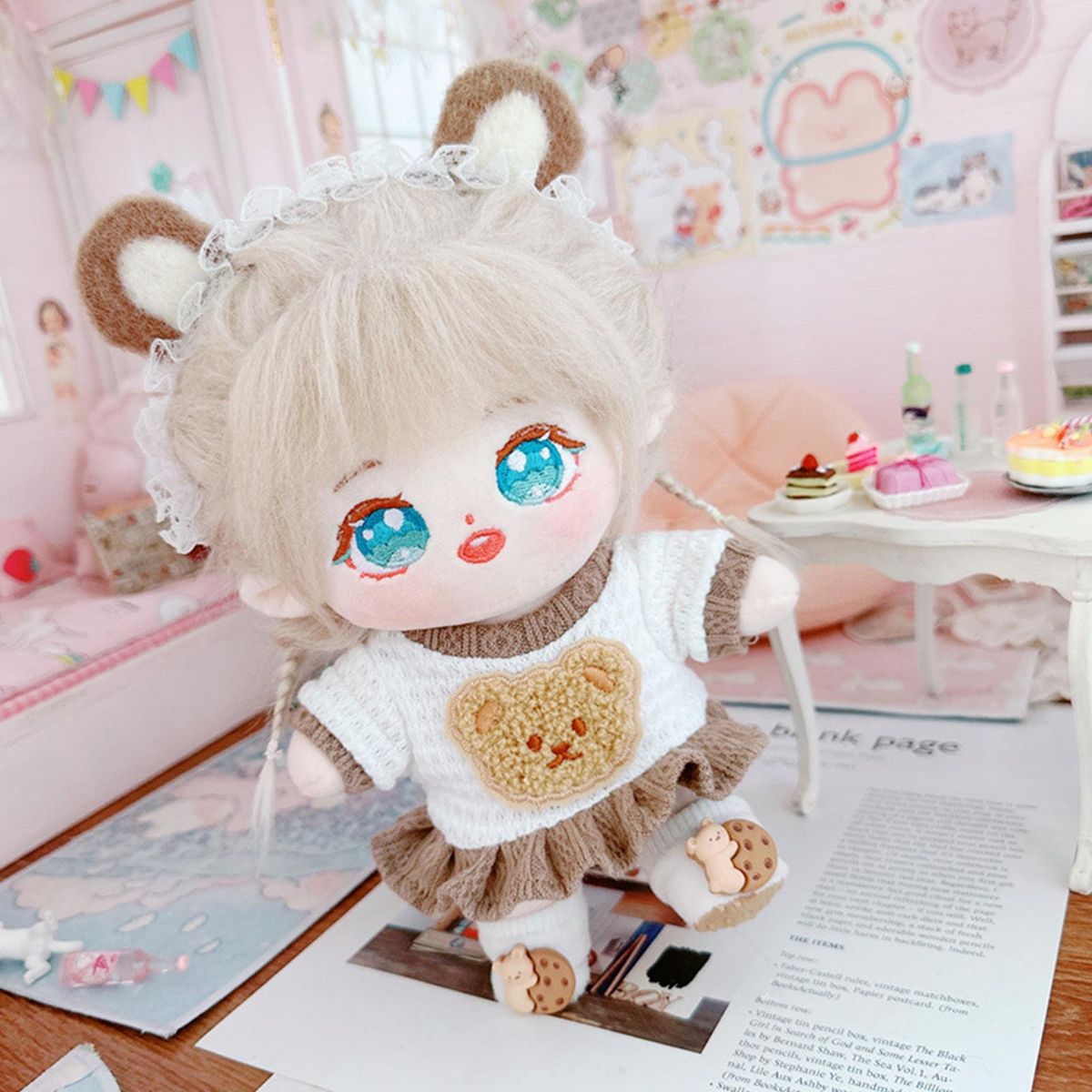 Cotton Doll Clothes 20cm Idol Dolls Dress Costume Decor Brown