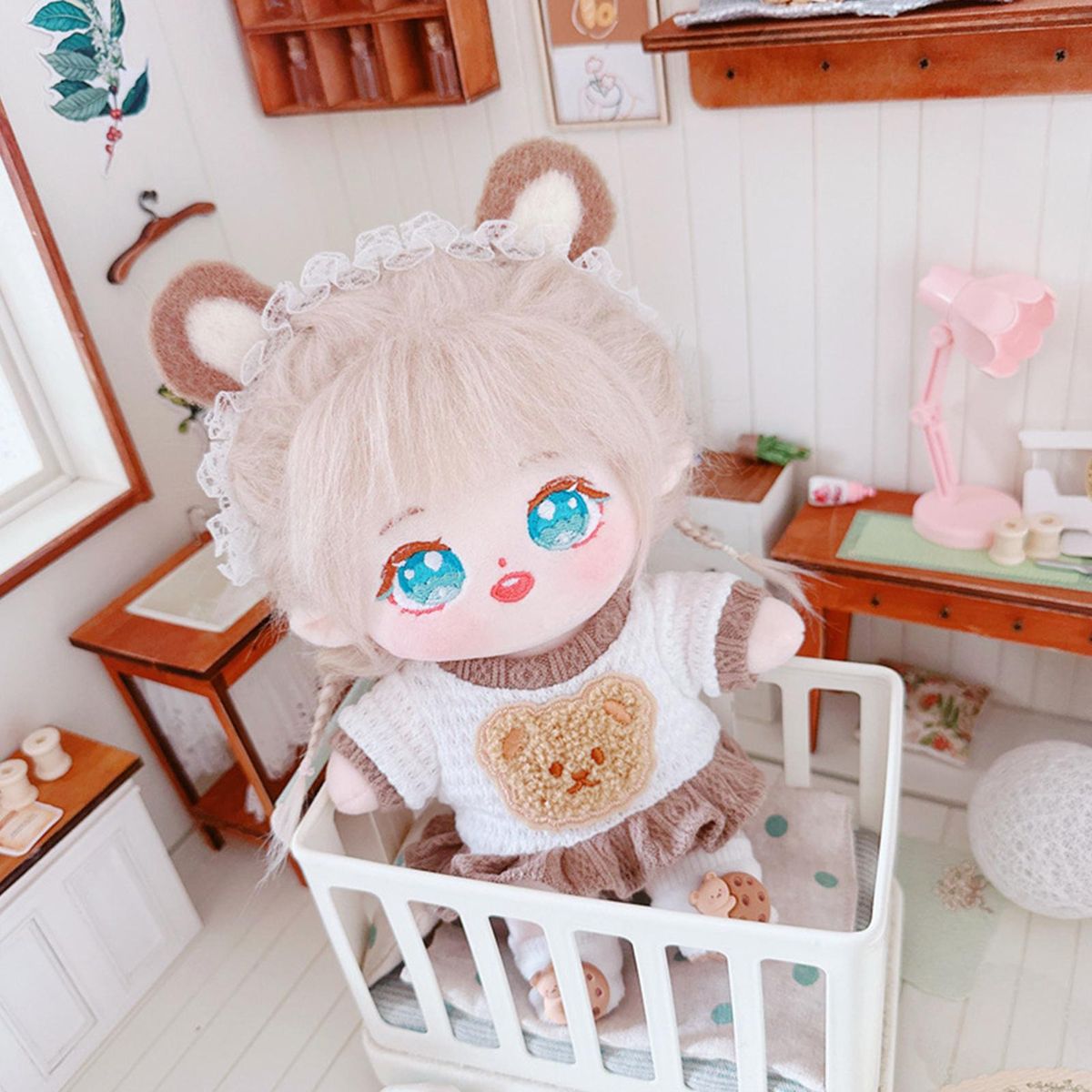 Cotton Doll Clothes 20cm Idol Dolls Dress Costume Decor Brown