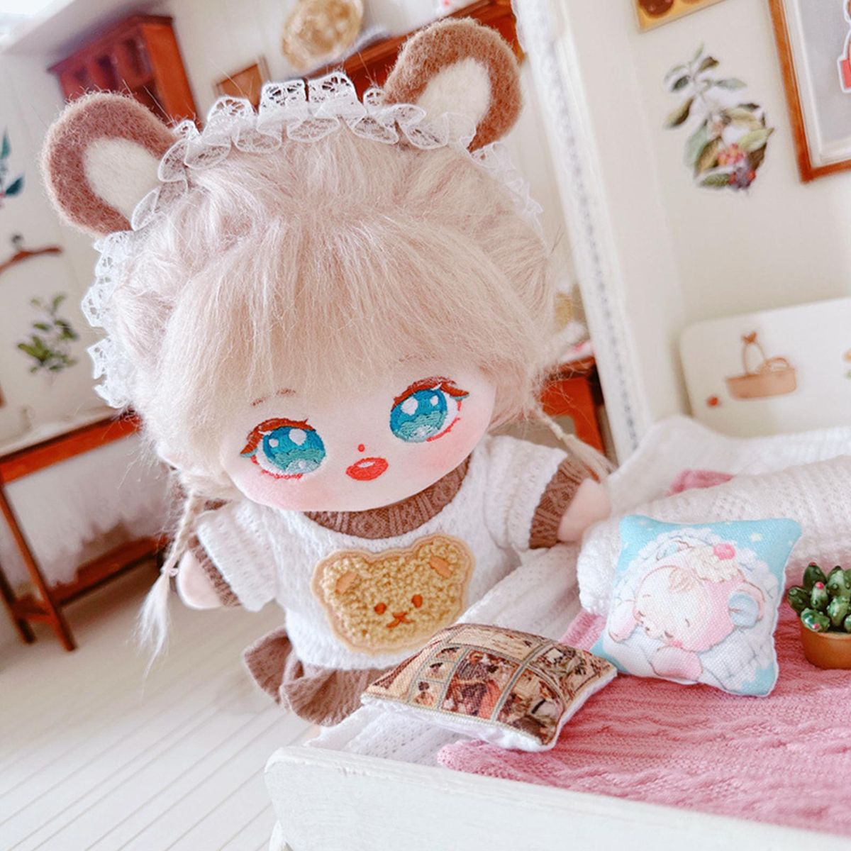 Cotton Doll Clothes 20cm Idol Dolls Dress Costume Decor Brown