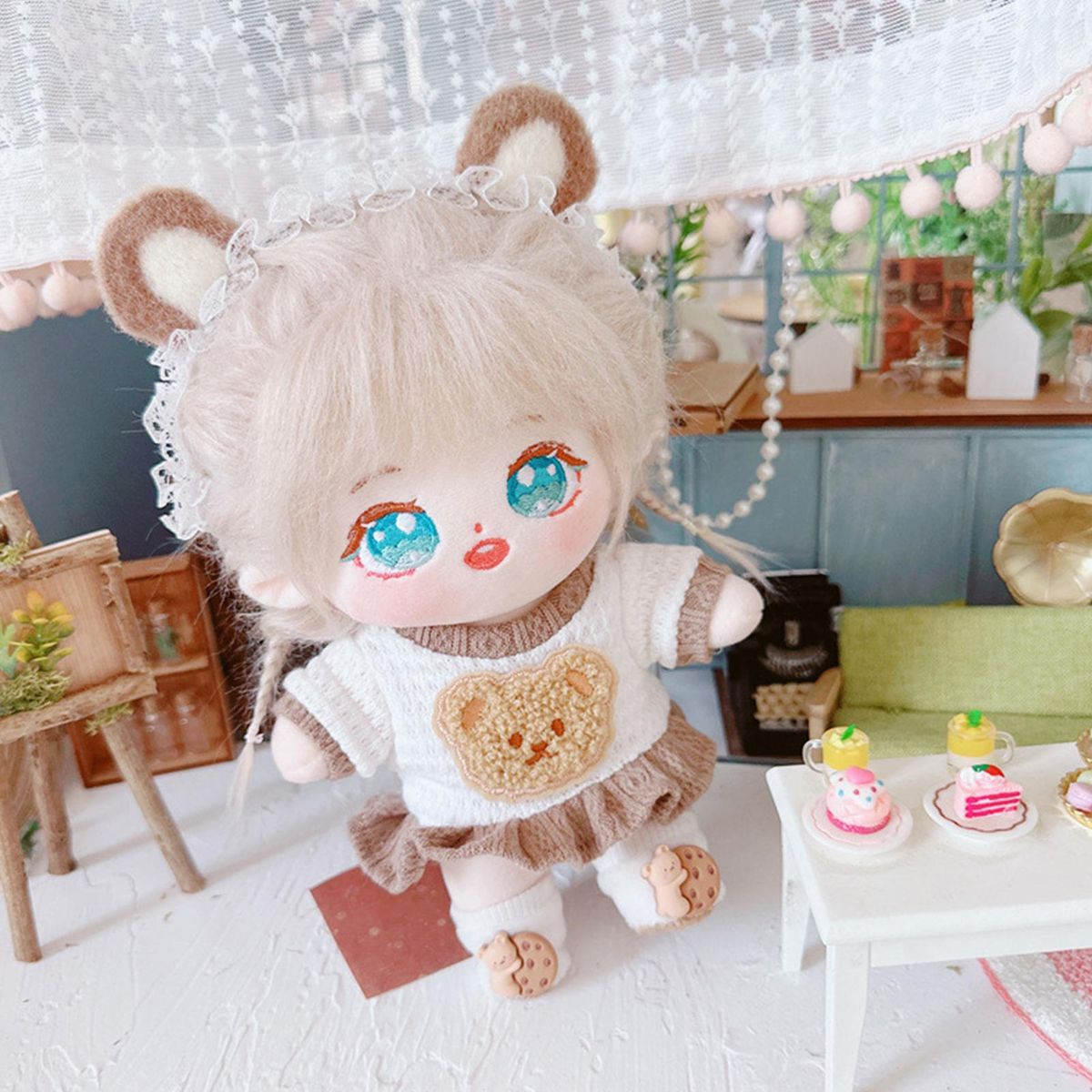 Cotton Doll Clothes 20cm Idol Dolls Dress Costume Decor Brown