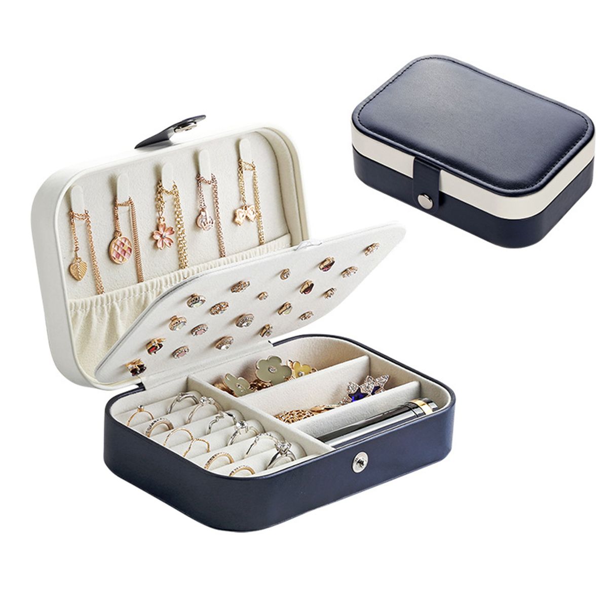 Jewelries Storage Case PU Leather Jewelry Box Organizer For