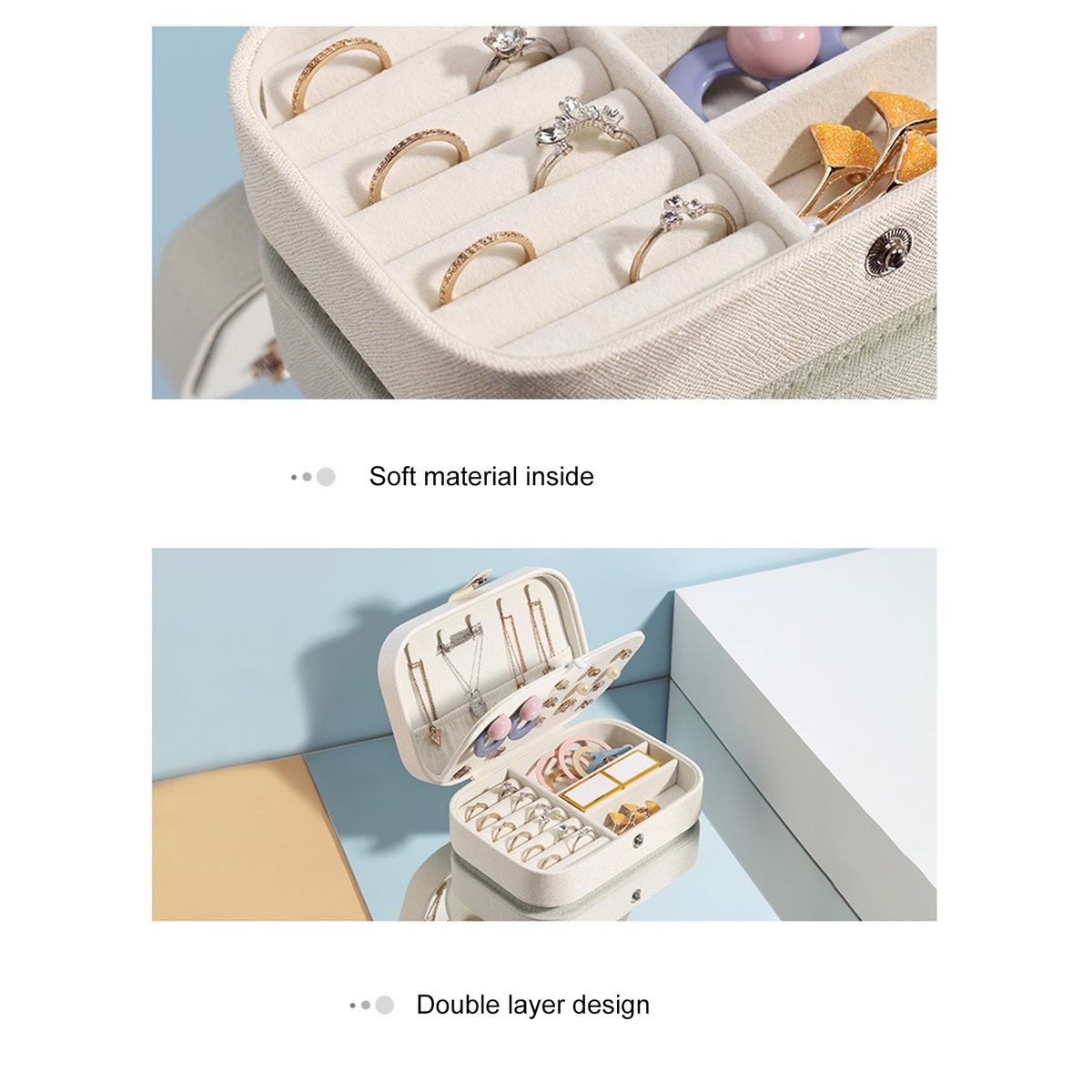 Jewelries Storage Case PU Leather Jewelry Box Organizer For
