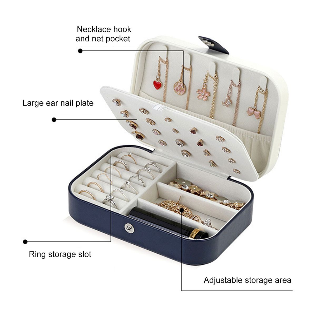 Jewelries Storage Case PU Leather Jewelry Box Organizer For