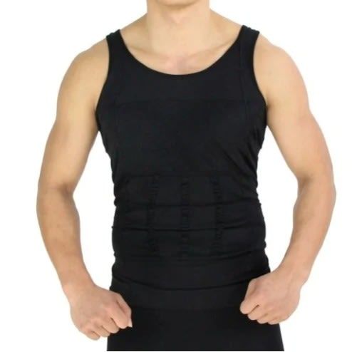 Men's Body Shape Wear Singlet - Black & White