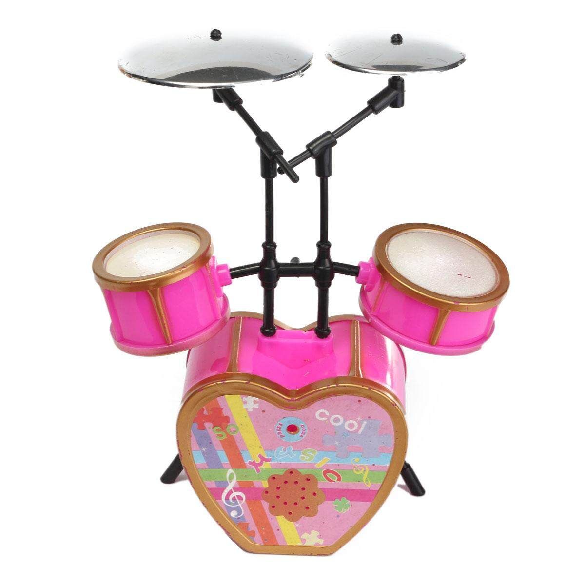 Cool Shocking Pink Drum Set Musical Instruments For Barbie Doll Dollhouse Decor