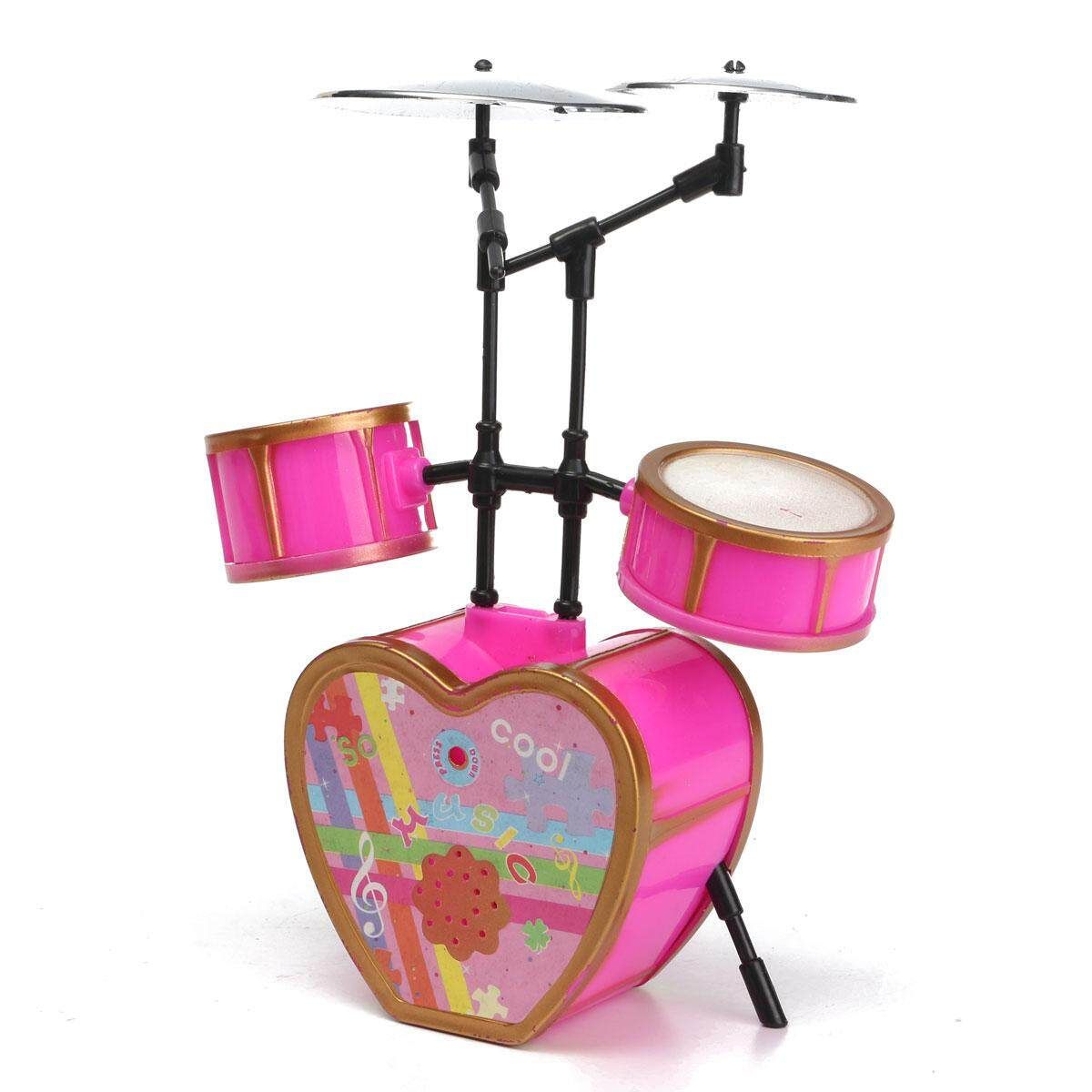 Cool Shocking Pink Drum Set Musical Instruments For Barbie Doll Dollhouse Decor