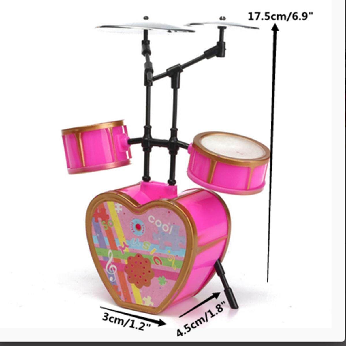 Cool Shocking Pink Drum Set Musical Instruments For Barbie Doll Dollhouse Decor